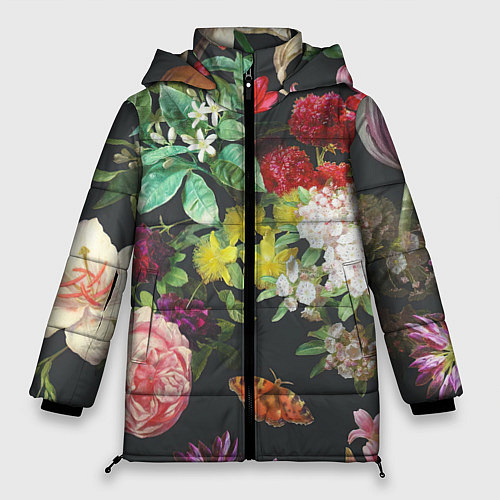 Женская зимняя куртка Цветы / 3D-Красный – фото 1
