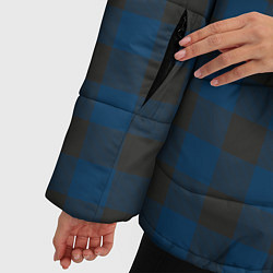 Куртка зимняя женская Темно синяя Клетка, цвет: 3D-черный — фото 2