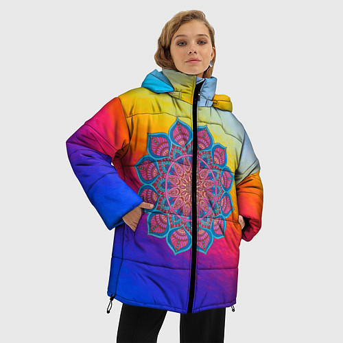 Женская зимняя куртка Мандала спокойствия / 3D-Черный – фото 3