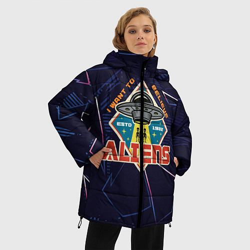Женская зимняя куртка Aliens / 3D-Черный – фото 3