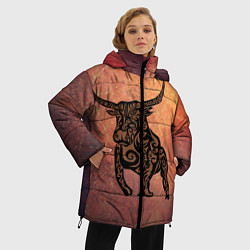 Куртка зимняя женская Символ года 2021 Бык, цвет: 3D-черный — фото 2