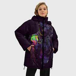 Куртка зимняя женская Медуза и космонавт, цвет: 3D-красный — фото 2
