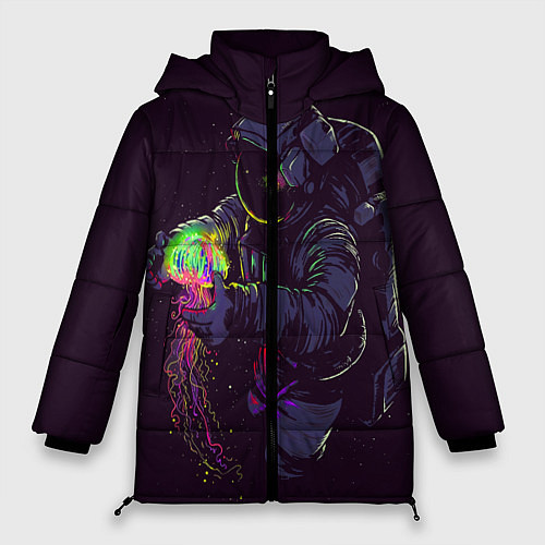 Женская зимняя куртка Медуза и космонавт / 3D-Красный – фото 1