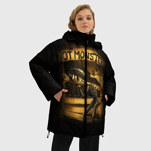 Женская зимняя куртка Bendy And The Ink Machine / 3D-Черный – фото 3