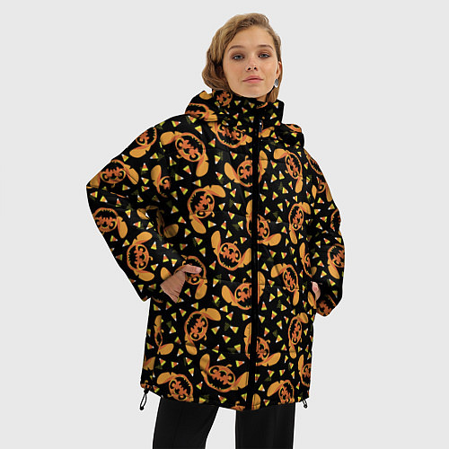 Женская зимняя куртка Стич Хэллоуин / 3D-Черный – фото 3