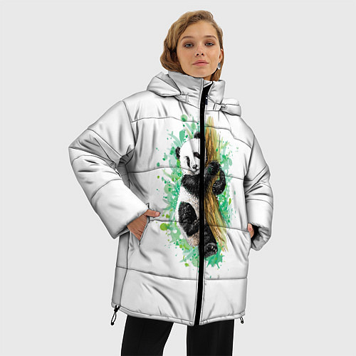 Женская зимняя куртка Панда / 3D-Черный – фото 3