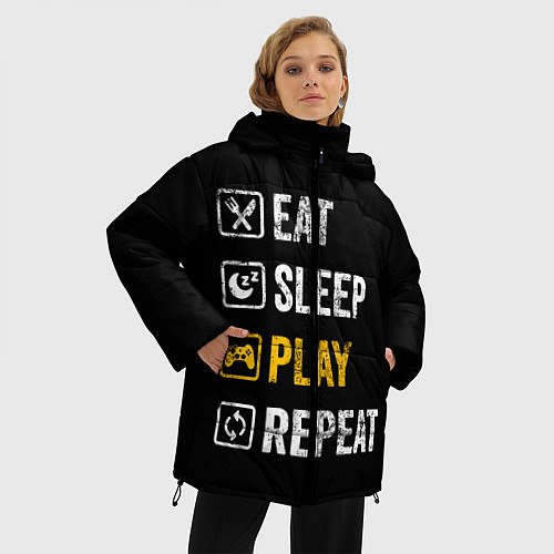 Женская зимняя куртка Eat Sleep Play Repeat / 3D-Черный – фото 3