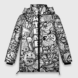 Куртка зимняя женская Doodle граффити, цвет: 3D-черный