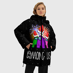 Куртка зимняя женская Among Us Новый год, цвет: 3D-черный — фото 2
