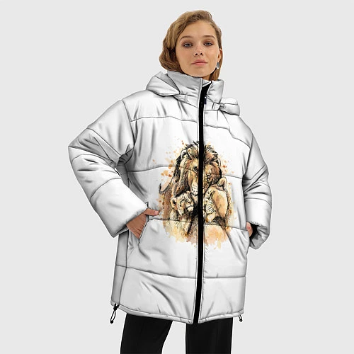 Женская зимняя куртка Львы / 3D-Черный – фото 3