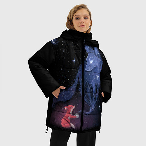 Женская зимняя куртка Лиса и ее дух / 3D-Черный – фото 3