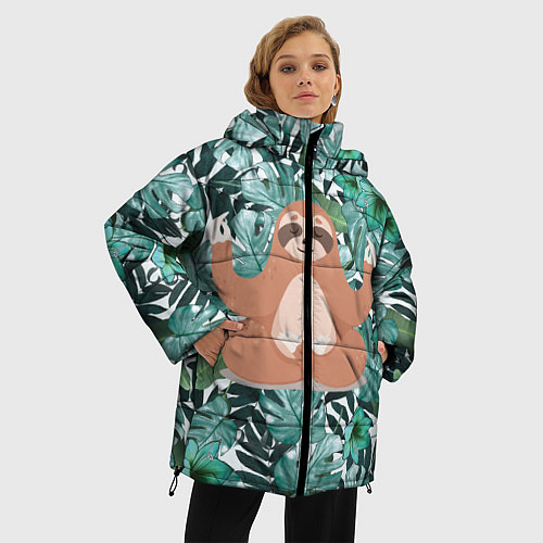 Женская зимняя куртка Ленивец Йог / 3D-Черный – фото 3