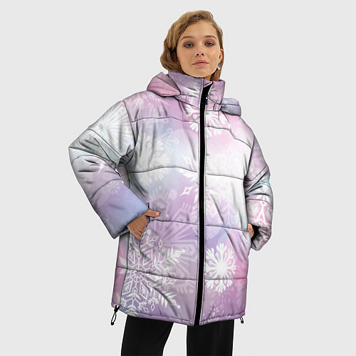 Женская зимняя куртка Снежинки / 3D-Черный – фото 3
