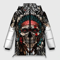 Куртка зимняя женская Череп индейца, цвет: 3D-черный