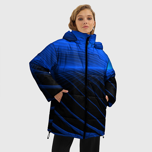 Женская зимняя куртка Неоновые лучи / 3D-Черный – фото 3