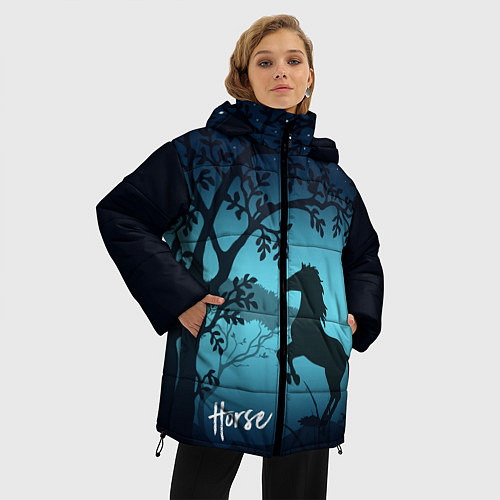 Женская зимняя куртка Конь / 3D-Черный – фото 3