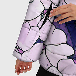 Куртка зимняя женская Фиолетовые цветы, цвет: 3D-черный — фото 2