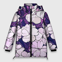 Куртка зимняя женская Фиолетовые цветы, цвет: 3D-черный
