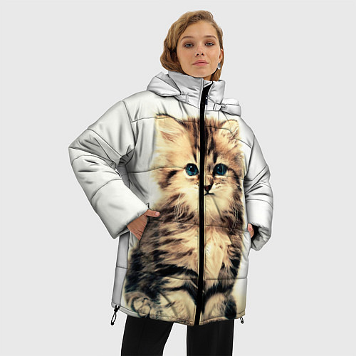 Женская зимняя куртка Котёнок / 3D-Черный – фото 3