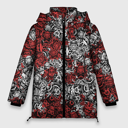 Женская зимняя куртка Красные и Белые самураи / 3D-Светло-серый – фото 1