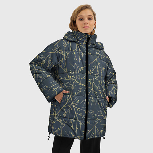 Женская зимняя куртка Веточки / 3D-Светло-серый – фото 3