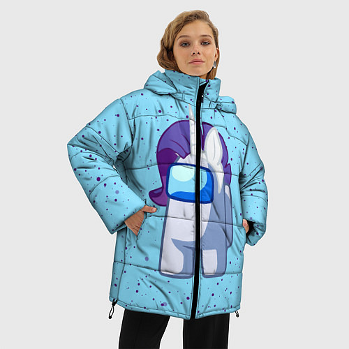 Женская зимняя куртка AMONG US - ЕДИНОРОГ / 3D-Черный – фото 3