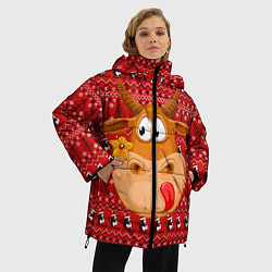 Куртка зимняя женская Милый новогодний бык, цвет: 3D-черный — фото 2