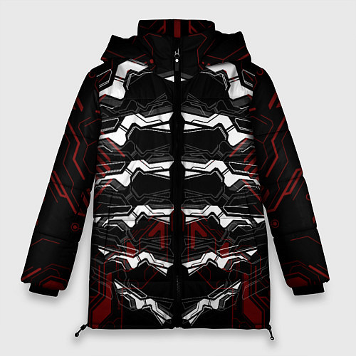 Женская зимняя куртка Цифровой киберскелет / 3D-Красный – фото 1