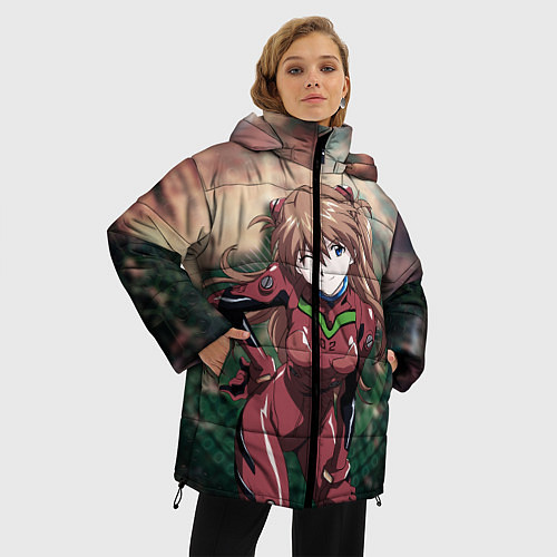Женская зимняя куртка Аска Евангелион / 3D-Черный – фото 3