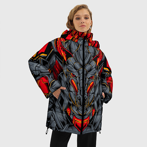 Женская зимняя куртка Механический дракон / 3D-Черный – фото 3