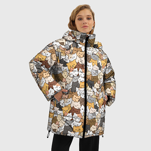 Женская зимняя куртка Котики муркотики / 3D-Черный – фото 3