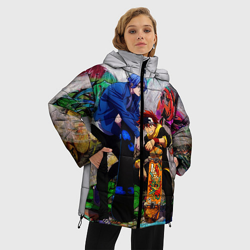 Женская зимняя куртка На скейте в бесконечность / 3D-Черный – фото 3