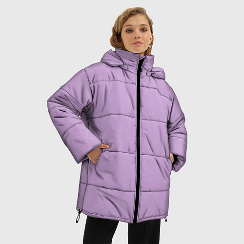 Женская зимняя куртка Глициниевый цвет без рисунка / 3D-Черный – фото 3