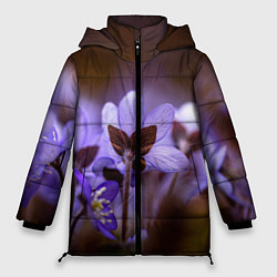 Куртка зимняя женская Хрупкий цветок фиалка, цвет: 3D-черный