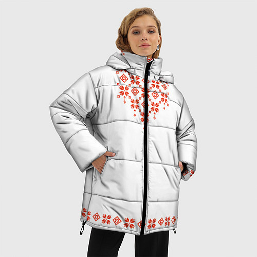 Женская зимняя куртка Белорусская вышиванка / 3D-Черный – фото 3
