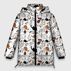 Куртка зимняя женская Коты Паттерн, цвет: 3D-красный
