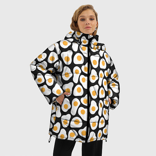 Женская зимняя куртка Яичница / 3D-Черный – фото 3