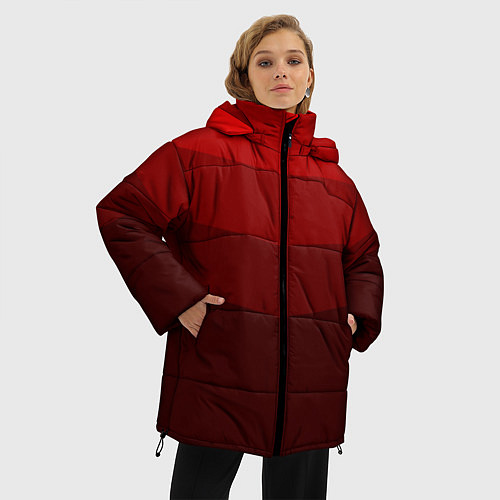 Женская зимняя куртка Красный Градиент / 3D-Черный – фото 3