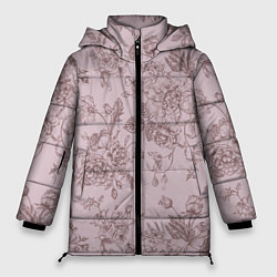 Куртка зимняя женская Розы с пионами, цвет: 3D-черный