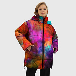 Куртка зимняя женская Взрыв красок тай дай, цвет: 3D-красный — фото 2