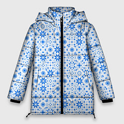 Куртка зимняя женская Орнамент снежинки, цвет: 3D-черный