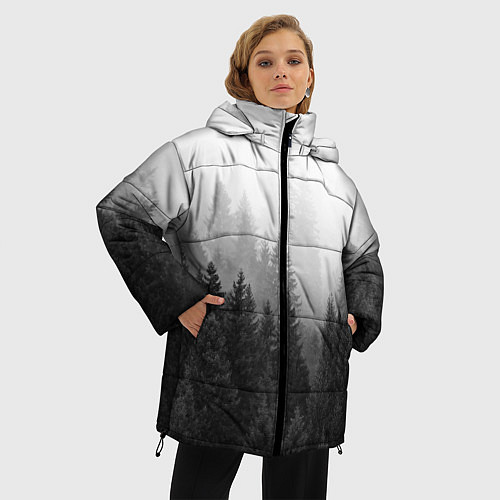 Женская зимняя куртка Туманный лес / 3D-Черный – фото 3