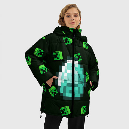 Женская зимняя куртка МАЙНКРАФТ MINECRAFT / 3D-Черный – фото 3
