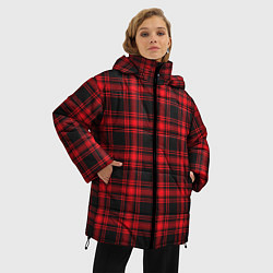 Куртка зимняя женская Красная клетка, цвет: 3D-черный — фото 2
