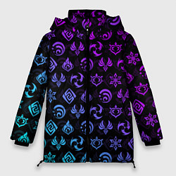 Куртка зимняя женская GENSHIN IMPACT NEON, цвет: 3D-черный