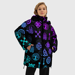 Куртка зимняя женская СЛАВЯНСКИЕ РУНЫ ПАТТЕРН Z, цвет: 3D-черный — фото 2