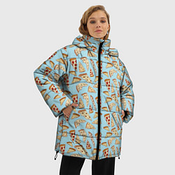 Куртка зимняя женская Кусочки Пиццы, цвет: 3D-черный — фото 2