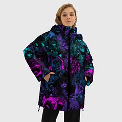 Куртка зимняя женская Neon Ahegao, цвет: 3D-черный — фото 2
