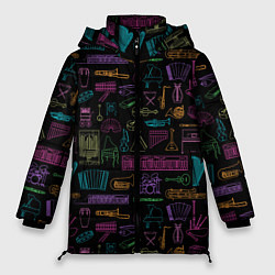Куртка зимняя женская Музыкальные Инструменты, цвет: 3D-черный
