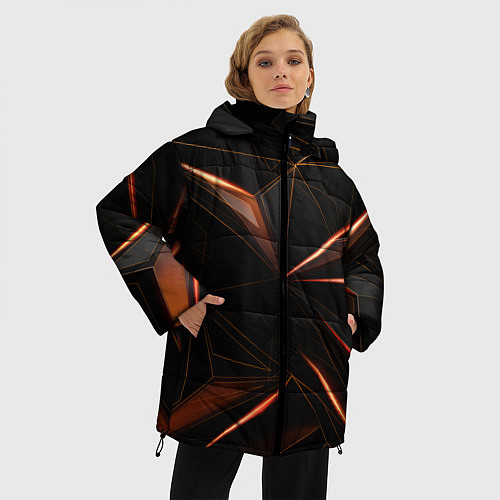 Женская зимняя куртка Геометрическая Абстракция / 3D-Черный – фото 3